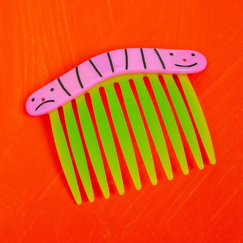 Chunks x Gentle Thrills • Worm Hair Comb • Pink & Green
